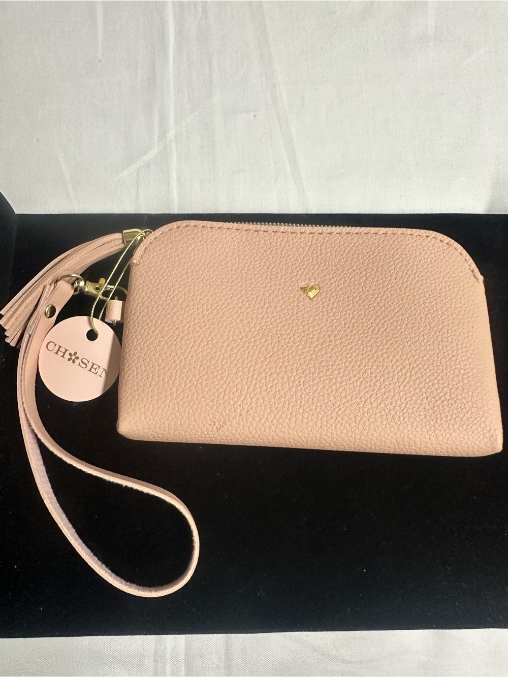 Blush Pink Leather Wristlet Wrist Clutch